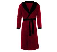 Cocila Women's Red Fleece Robe & Pyjamas Set Size 5XL - Zipper, Hooded, Long Sleeve, Solid, Casual/Relaxation, Sleepwear, Sports, Imported