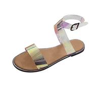 Cocila Womens Sandals Ladies Fashion Solid Color Transparent Pvc Buckle Flat Beach Multicolor, 6 Purple Shoes Women White Size 3 Wedge Elasticated Burgundy Orthopedic For Stylish Blue 4 Wide