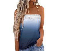 Cocila Women's Sexy Strapless Pleated Ruched Vest Bandeau Shirt Ladies Plain Sleeveless Tank Tops Tunic Boob Tube Top