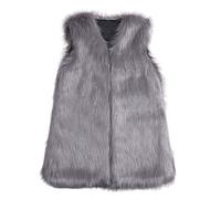 Cocila Womens Sleeveless Jacket Winter Warm Fashion Faux Fur Waistcoat Fuzzy Outerwear Solid Color Body Warmer Lightweight Gilets Coat Grey