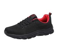 Cocila Womens Slip On Trainers Comfortable Orthopedic Shoes Fashionable Color Matching New Pattern Summer Mesh Breathable Thick Sole Non and Casual (Red, 7.5) Women Knitted Closed Toe Sandals