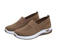 Cocila Womens Slip on Trainers Wide Toe Box Comforble Walking Tennis Shoes Memory Foam Orthopedic Arch Support Plantar Fascitis Sneakers Lightweight Gym Fitness Brown