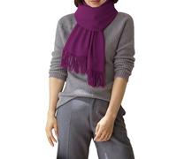 Cocila Women'S Solid Color Scarves For Autumn And Winter With A Versatile Like Feel Tassels Style Warm Suitable As Neck Warmer Blanket Scarf Women (Purple, One Size) Silk Uk Red White Mum Gifts