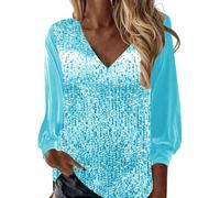 Cocila Women's Sparkly Sequin Long Sleeve Asymmetrical Festival Party Top Size 25 White