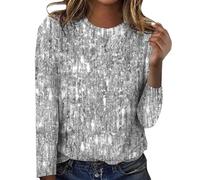 Cocila Women's Sparkly Sequin Long Sleeve Asymmetrical Festival Party Top Size 25 White