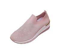 Cocila Womens Trainers with Arch Support Non Slip Work Shoes Fashion Glitter Sneakers Platform Sparkly Mesh Breathable Spakle (Pink, 5) Wide Fit Ladies Lightweight Hiking Women Whitin Barefoot