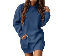 Cocila Women'S Trendy Dress 2024 Fall Solid Color Long Sleeve Dresses With Pocket Comfy Soft Classic T Shirt Girl'S Pullover (Navy, M) Womens Zip Up Hoodie Hoodies Black Sweatshirts For Women Uk