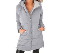 Cocila Womens Warm Puffer Down Jacket Winter Lightweight Mid Quilted Coat with Pockets Hood Coats for Women (Gy1, M) Women's Jackets Ladies Fluffy Padded UK Leather Rain Long Raincoat Parker