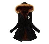 Cocila Women's Warm Winter Overcoat Plus Size Slim Fit Fleece Lined Faux Fur Hooded Windproof Hooded Thicken Jackets Coat Casual Padded Parkas Outerwear Trench Coats S-3XL