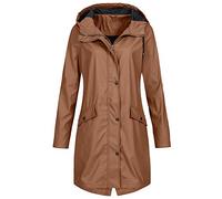 Cocila Women's Waterproof Ski Jackets Hoodie Rain Long Solid Coat Jacket Women's Outdoor Color Windproof Women's Coat Little Jacket (Khaki, XXXL)