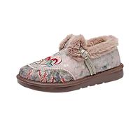 Cocila Women's Western Cowboy Ankle Boots Embroidered Slippers With Trim | Water Resistant Upper Soft Lining Wear-Resistant Sole Low Heel Extra Wide Fit Lightweight Autumn Winter Wear Casual Daily