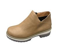 Cocila Women's Western Cowboy Ankle Boots Ladies Solid Color Leather Side | Water Resistant Upper Thermal Lining Chunky Lug Sole Square Toe Wide Fit Flexible Autumn Winter Wear Outdoor Stroll