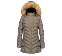 Cocila Women's Winter Hooded Coat Waterproof Warm Full Zip Long Puffer Jacket Parka Faux Fur Trim Hood Outdoor Solid Color Windproof Coats Ladies Long Winter Coat Plus Size Khaki XL