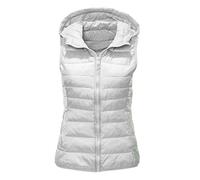 Cocila Women's Winter Waistcoats Womens Padded Softshell Gilet Ladies Bodywarmer Hooded Quilted Waistcoat Lightweight Sleeveless Jacket Outwear Breathable Long Winter Zip Up Vest with Pockets White