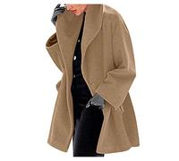 Cocila Womens Winter Wool Coat Trench Jacket Ladies Warm Slim Long Overcoat Outwear Women Light Zip Up (Khaki, Xxxl) Faux Leather Women'S Waterproof Jackets Coats Size 18-20 For Fur Hooded Uk