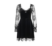 Cociliye Mine Dress, Gothic Lolita for Adults, High Waist Design, Adjustable Shoulders, Lace & Cross Design, Halopree, Party Costume, Enhances Silhouette, Retro Gothic, With Removable Chain, Black x_l