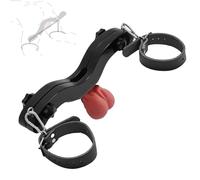 Cock Bondage Flail with Wooden Clip, Adjustable Ankle Cuffs Scrotum Humbler BDSM Penis Adult Sex Toys Men SM CBT Testicle Toys