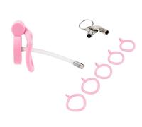 Cock Cage Male Chastity Device,Lightweight Chastity Cage Body-Safe Resin+ABS Penis Cage for Men, with 4 Sizes Removable Cock Rings,for Men BDSM Penis Cage Sex Toys for Couples (Pink, Silicone Tubing)