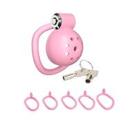 Cock Cage Male Chastity Device,Lightweight Chastity Cage Body-Safe Resin+ABS Penis Cage for Men, with 4 Sizes Removable Cock Rings,for Men BDSM Penis Cage Sex Toys for Couples (Pink-5)
