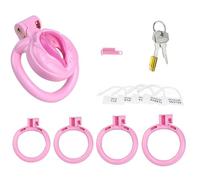 Cock Cage Male Chastity Device,Lightweight Chastity Cage Body-Safe Resin+ABS Penis Cage for Men, with 4 Sizes Removable Cock Rings,for Men BDSM Penis Cage Sex Toys (Pink)