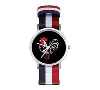 Cock Printed Sport Watch for Men Women Nylon Strap Wrist Watch Analog Quartz Watch