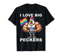 Cock Rainbow Flag LGBT Gay Pride T-Shirt I Love Cock Rooster T-Shirt