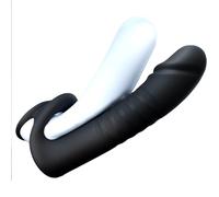 Cock Ring & Prostate Power Duo, 10-Speed Rechargeable Anal Dildo Vibrator for Men, Silicone Double Stimulation, Strap-On Ready Adult Toy