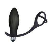 Cock Ring Vibrator Anal Plug Butt Penis Ring Anal Plug Sex Toys 10 Speed Silicone Prostate Massager Anal Plug Vibrator with Penis Cock Ring for Men Male Gay Sex Toy P-Spot