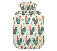 Cock Spruce Branches Hot Cold Water Bottle with Fleece Cover PVC Hot Water Bag 1 Liter