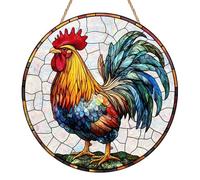 Cock Suncatchers for Windows Hanging, Rooster Sun Catcher, Stained Glass Window Hanging Ornament, Acrylic Sun Catchers Indoor Window for Garden, Home, Indoor, Outdoor Decor