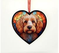 Cockapoo Apricot Heart Suncatcher - Memorial or Gift for Dog Lovers - 13cm