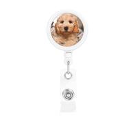 Cockapoo Beige Curly Dogs Pets Dogs, Retractable Badge Holder,Badge Reels Holder with ID Clip Alligator Clip