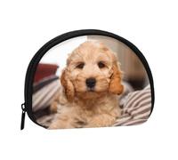 Cockapoo Beige Curly Dogs Pets Dogs, Women's Storage Bag Shell Makeup Bag Small Coin Purse Shell Change Pouch