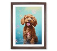 Cockapoo Bubble Gum Painting No.3 Framed Print | A2 Walnut Framed Wall Art | Ready to Hang | Modern Historical Picture | Living Room Bedroom Lounge Office