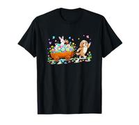Cockapoo Carring Bunnies Easter Chocolate Eggs Colorful T-Shirt