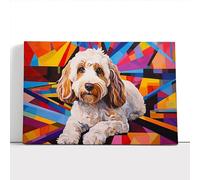 Cockapoo Constructivism No.2 | Canvas Wall Art Print | Framed Ready to Hang Picture | Modern Art for Living Room Bedroom Kitchen Home | 24x16 Inch