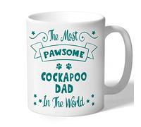 Cockapoo Dad Mug Gift Pawsome (Teal Print) Dog Lover Owner Birthday Men Fathers Day Present