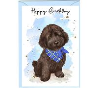 Cockapoo, Dark coloured mixed breed, Doodle Dog Birthday Card