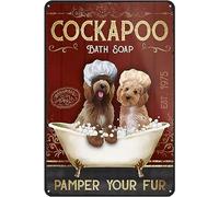 Cockapoo Dog Bath Soap Company Vintage Tin Sign Home Kitchen Bar Cafe Club Cave Wall Decor Metal Sign Funny Metal Sign 12 X 8 Inch