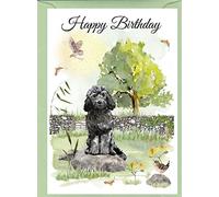 Cockapoo Dog Black - Birthday Card - Oak Tree