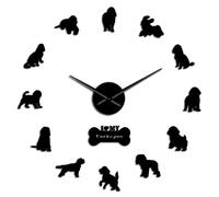 Cockapoo Dog Breed Contemporary DIY Wall Clock Artificial Beagle Portrait For Dog Lovers Wall Hanging Clock Watch Unique Design(Black,47inch)
