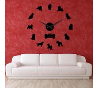 Cockapoo Dog Breed Contemporary DIY Wall Clock Artificial Beagle Portrait For Dog Lovers Wall Hanging Clock Watch Unique Design(Black,27inch)