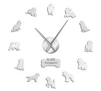 Cockapoo Dog Breed Contemporary DIY Wall Clock Artificial Beagle Portrait For Dog Lovers Wall Hanging Clock Watch Unique Design(Silver,47inch)