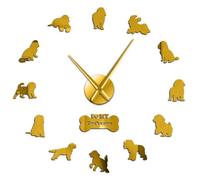 Cockapoo Dog Breed Contemporary DIY Wall Clock Artificial Beagle Portrait For Dog Lovers Wall Hanging Clock Watch Unique Design(Gold,27inch)