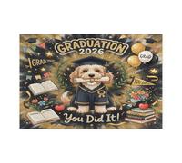 Cockapoo Dog Congrats Grad Jigsaw Puzzles for Adults 1000 Piece, Gold Black Graduation Wooden Printed Puzzles, Class of 2026 Pattern Decorations for Entertainment Party