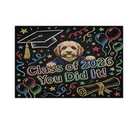Cockapoo Dog Congrats Grad Jigsaw Puzzles for Adults 1000 Piece, Puppy Graduation Wooden Printed Puzzles, Class of 2026 Pattern Decorations for Home Entertainment