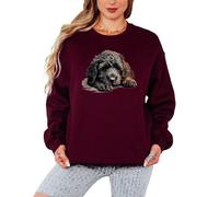 Cockapoo Dog Lover Animals Womens Sweatshirt Illustrated Puppy Jumper for Dog Owners Ladies Pullover L Maroon