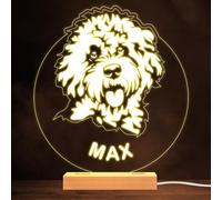 Cockapoo Dog Pet Silhouette Warm White Lamp Personalised Gift Night Light | Personalised Gift For Home, Lamp Room Décor | Kids & Adults Night Lights With Name | Personalised Gift For Bedroom |