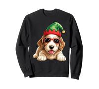 Cockapoo Dog Wearing Sunglasses Christmas Elf Dog Owner Xmas Sweatshirt