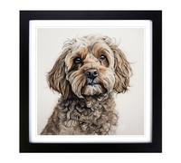 Cockapoo Drawing Framed Print | 18x18 Inch Black Framed Wall Art | Ready to Hang | Modern Nature Picture | Living Room Bedroom Lounge Office